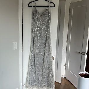 Soft light blue sequin bridesmaid dress